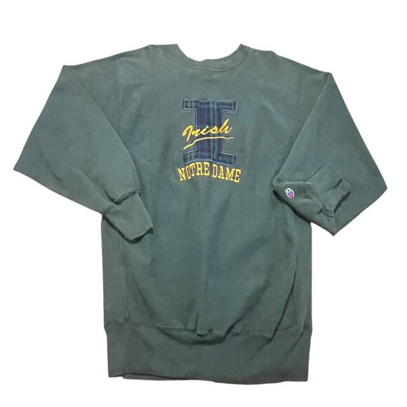 VTG Champion Sweater Mens XXL Green Reverse Weave Notre Dame Fighting Irish USA - Picture 3 of 10